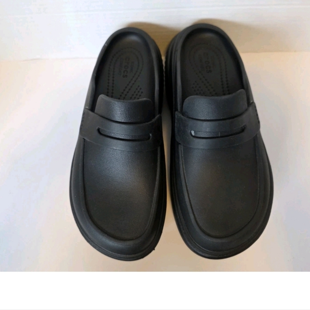 Crocs Stomp Loafer Unisex Black Slip On Platform Casual Sandal Womens 7 Mens 5 - Picture 4 of 10